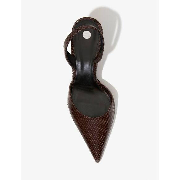 Proenza Schouler Slash Slingback Pumps in Embossed Python Chocolate 37.5 - Picture 3 of 3